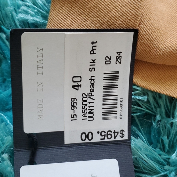 nwt women's sz 4 Giorgio's of palm beach peach silk pants pleated cuffed - Picture 4 of 5